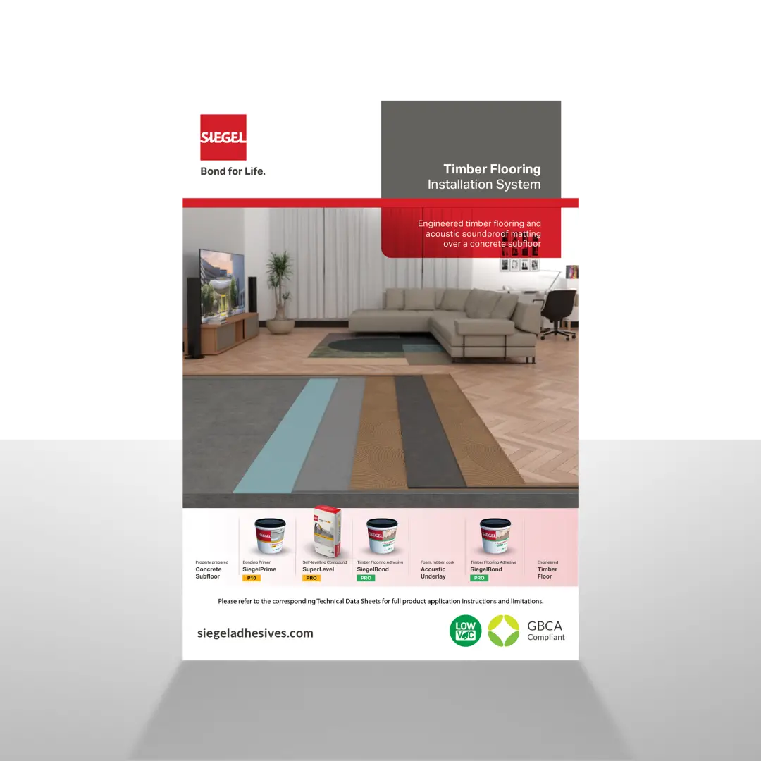 Engineered timber flooring and acoustic soundproof matting over a concrete subfloor